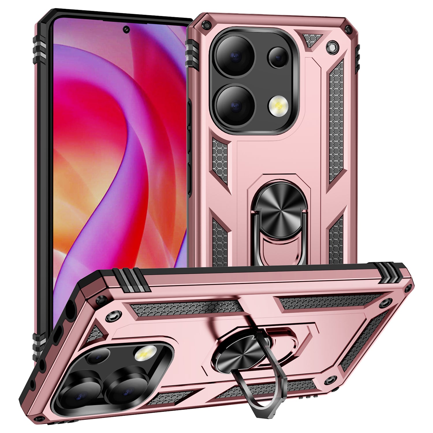 For Xiaomi Redmi Note 13 4G Case PC+TPU Shockproof Phone Cover with Kickstand For Xiaomi Redmi Note 13 4G Case PC+TPU Shockproof Phone Cover with Kickstand